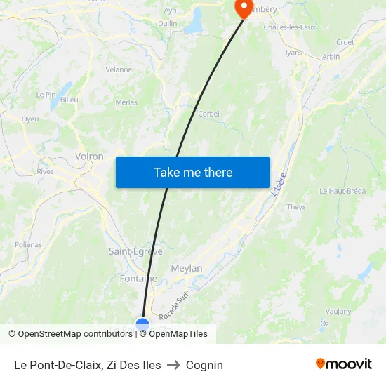 Le Pont-De-Claix, Zi Des Iles to Cognin map