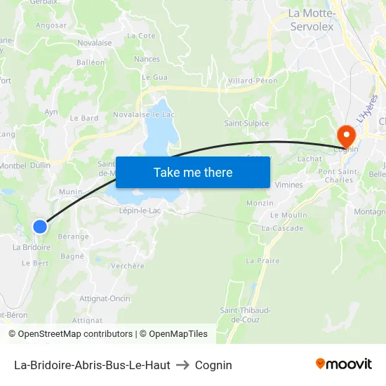 La-Bridoire-Abris-Bus-Le-Haut to Cognin map