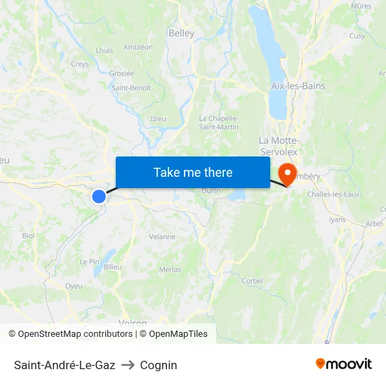Saint-André-Le-Gaz to Cognin map