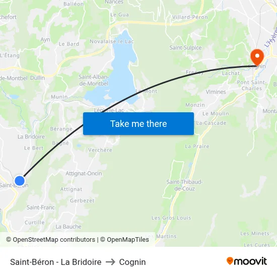 Saint-Béron - La Bridoire to Cognin map