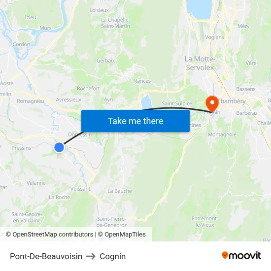 Pont-De-Beauvoisin to Cognin map