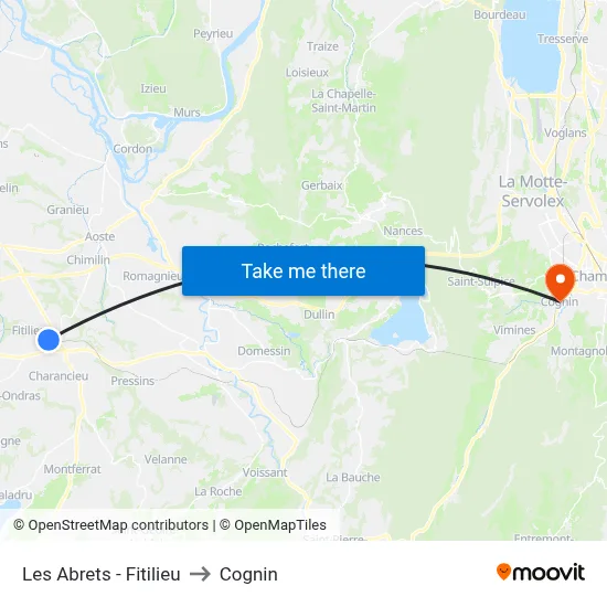 Les Abrets - Fitilieu to Cognin map