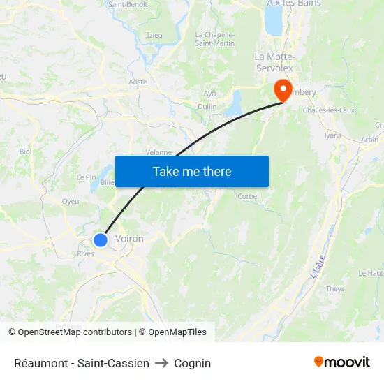 Réaumont - Saint-Cassien to Cognin map