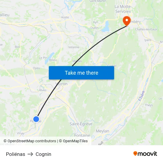 Poliénas to Cognin map