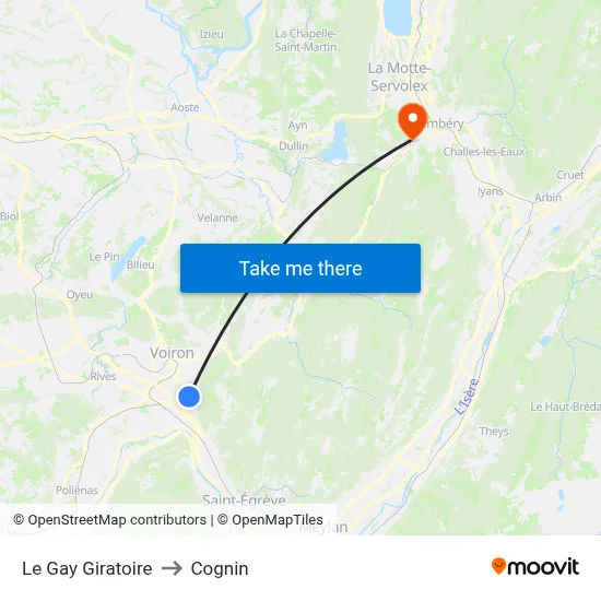 Le Gay Giratoire to Cognin map