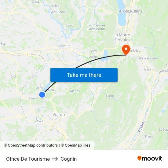 Office De Tourisme to Cognin map