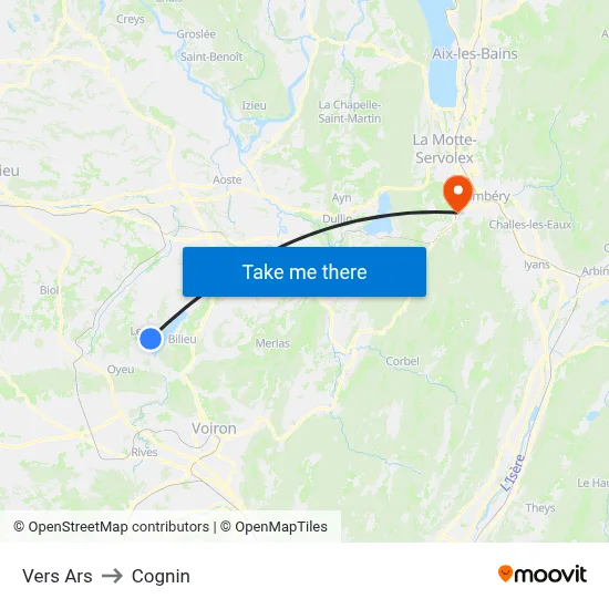 Vers Ars to Cognin map