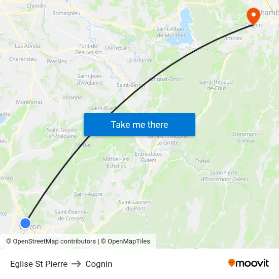 Eglise St Pierre to Cognin map