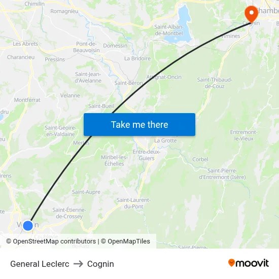 General Leclerc to Cognin map