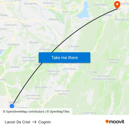 Lavoir De Criel to Cognin map