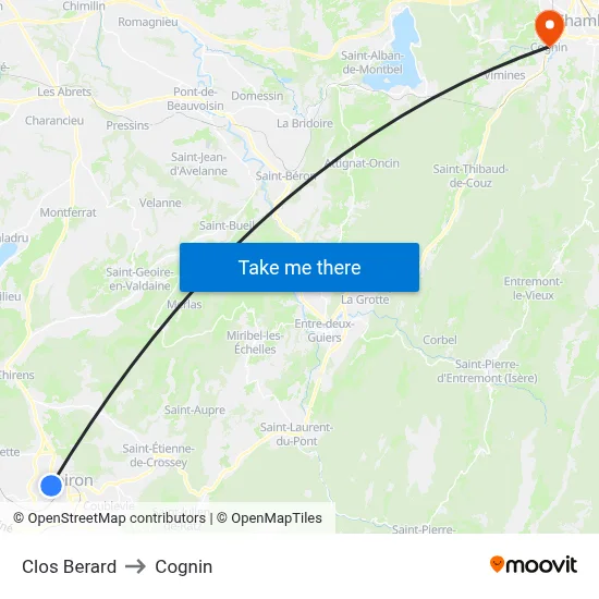 Clos Berard to Cognin map