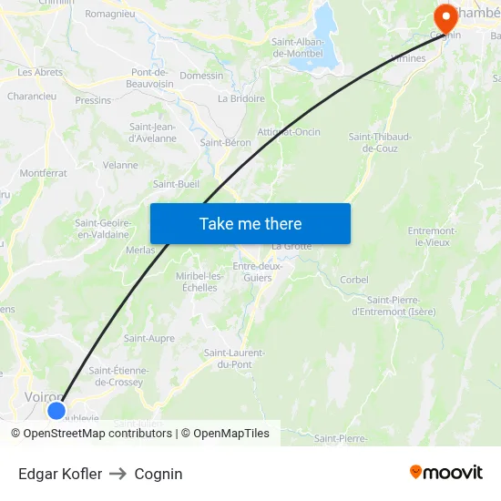Edgar Kofler to Cognin map