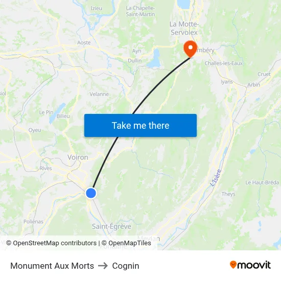 Monument Aux Morts to Cognin map