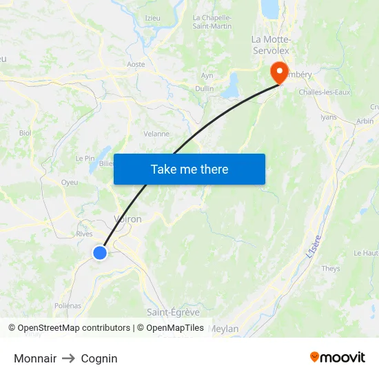 Monnair to Cognin map