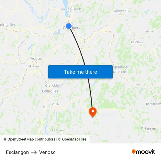 Esclangon to Vénosc map