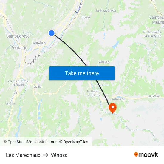 Les Marechaux to Vénosc map