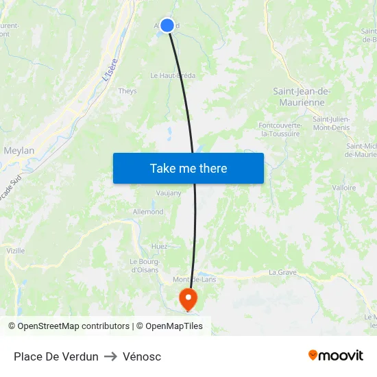 Place De Verdun to Vénosc map