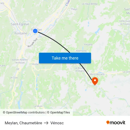 Meylan, Chaumetière to Vénosc map