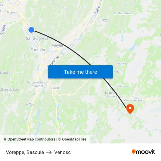 Voreppe, Bascule to Vénosc map