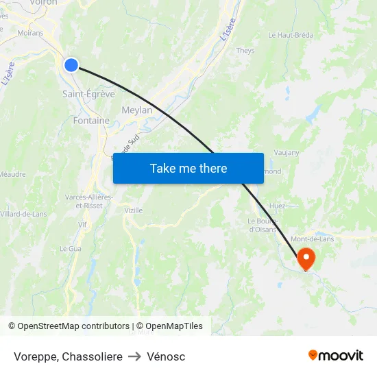 Voreppe, Chassoliere to Vénosc map