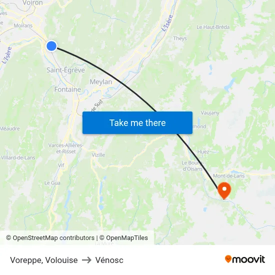 Voreppe, Volouise to Vénosc map