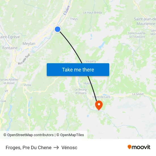 Froges, Pre Du Chene to Vénosc map