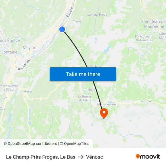 Le Champ-Près-Froges, Le Bas to Vénosc map
