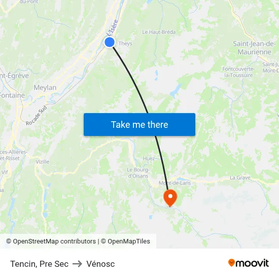 Tencin, Pre Sec to Vénosc map