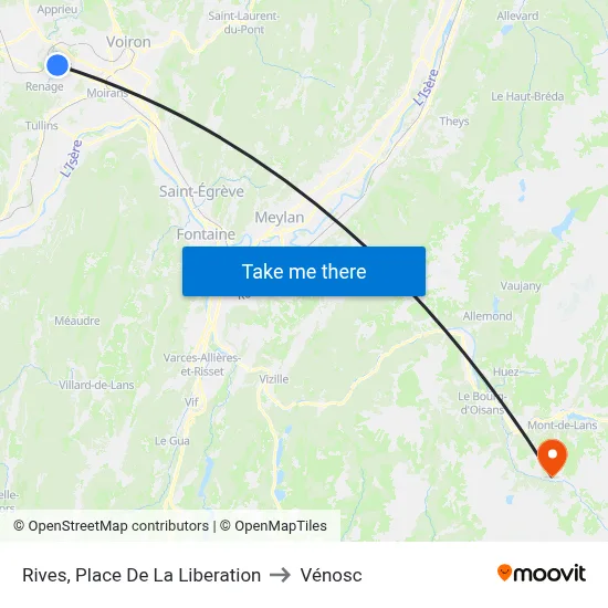 Rives, Place De La Liberation to Vénosc map