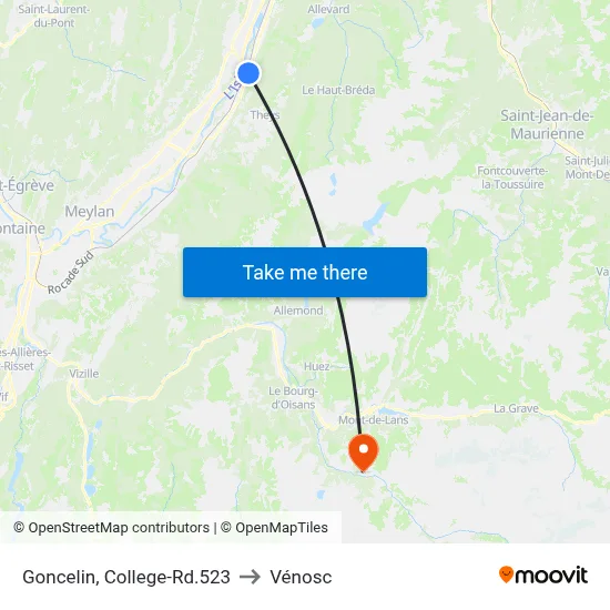 Goncelin, College-Rd.523 to Vénosc map