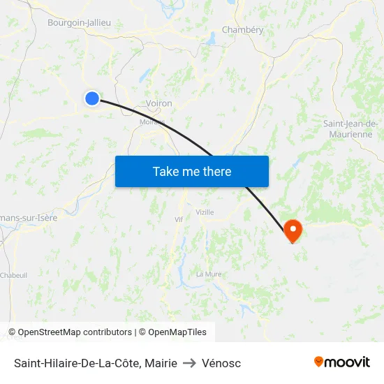 Saint-Hilaire-De-La-Côte, Mairie to Vénosc map