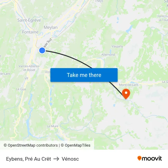 Eybens, Pré Au Crêt to Vénosc map