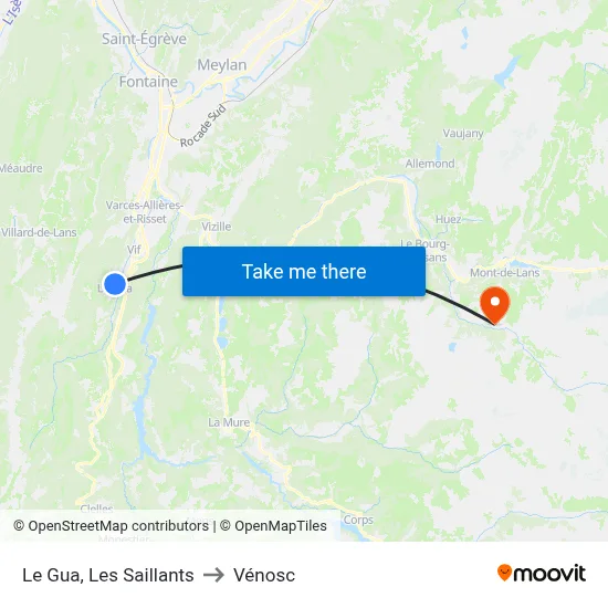 Le Gua, Les Saillants to Vénosc map