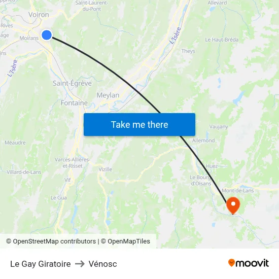 Le Gay Giratoire to Vénosc map