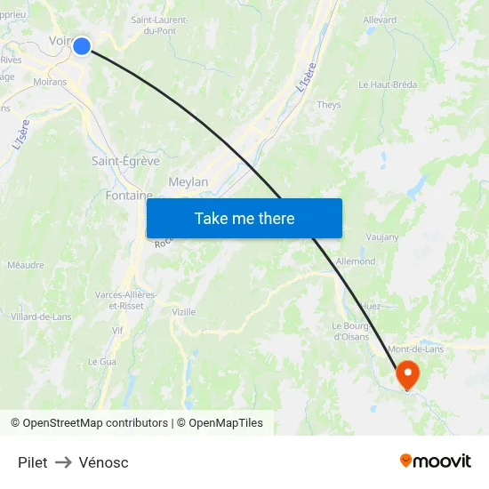 Pilet to Vénosc map