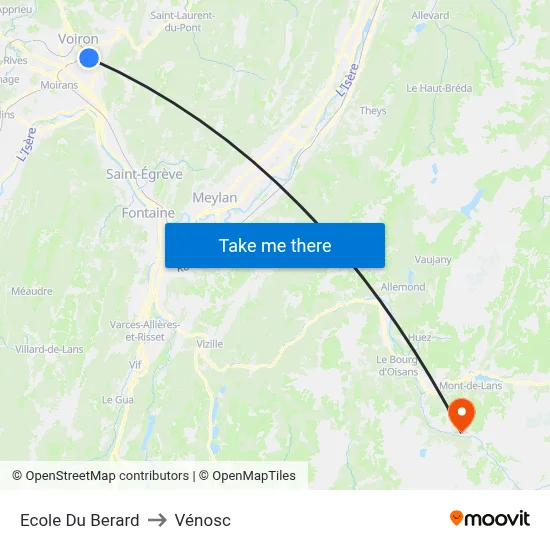 Ecole Du Berard to Vénosc map