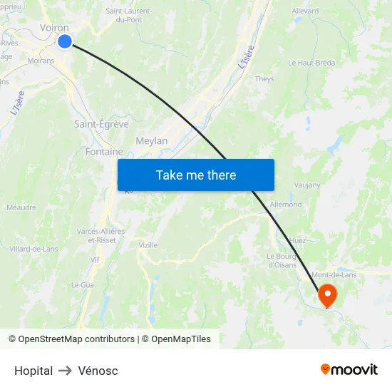 Hopital to Vénosc map