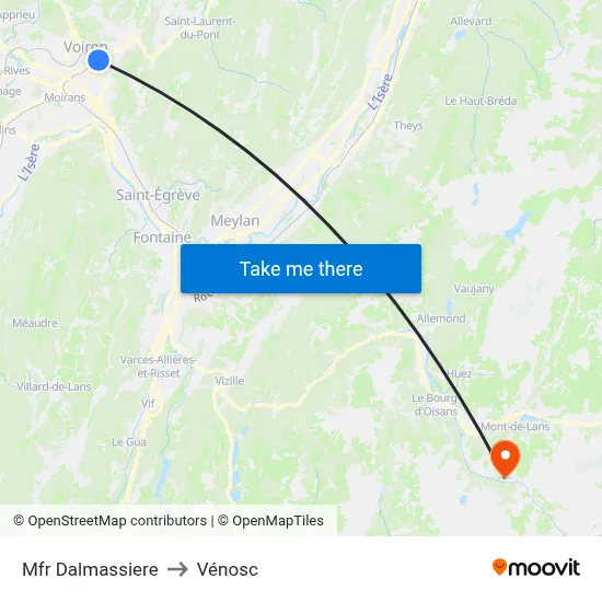 Mfr Dalmassiere to Vénosc map