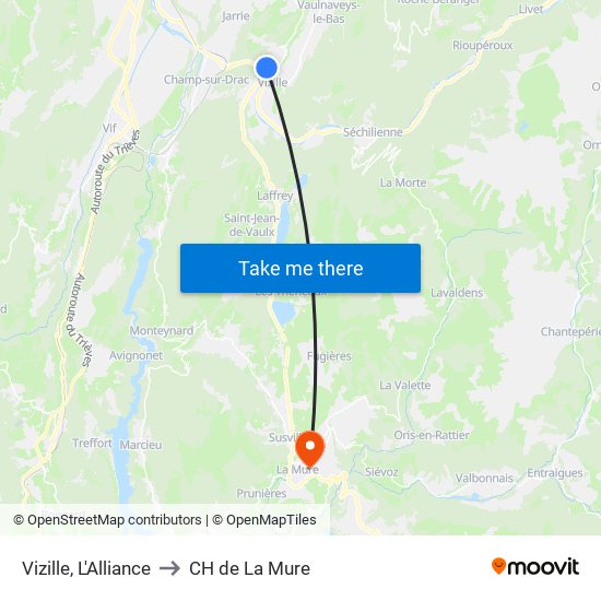 Vizille, L'Alliance to CH de La Mure map