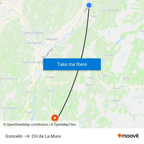 Goncelin to CH de La Mure map
