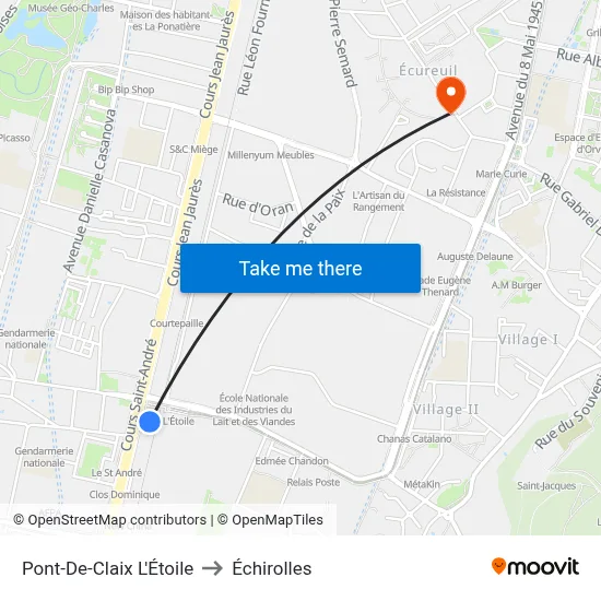 Pont-De-Claix L'Étoile to Échirolles map