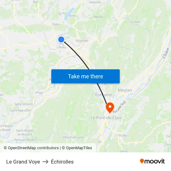 Le Grand Voye to Échirolles map