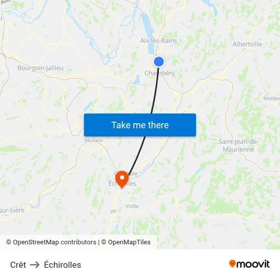 Crêt to Échirolles map