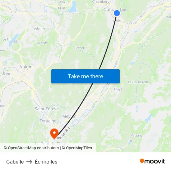 Gabelle to Échirolles map