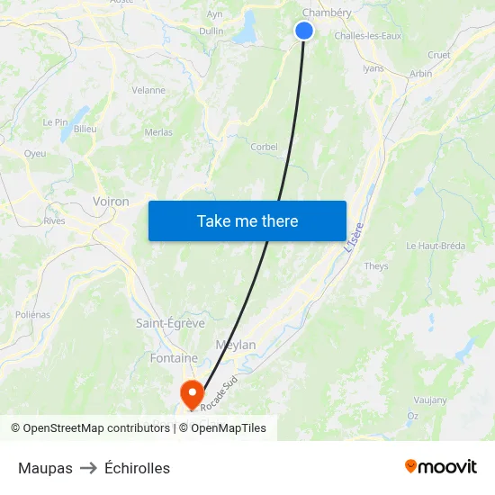 Maupas to Échirolles map