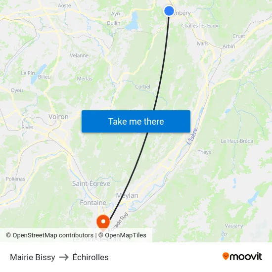 Mairie Bissy to Échirolles map