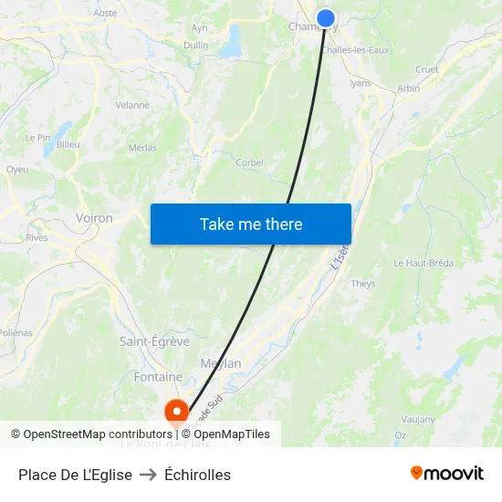 Place De L'Eglise to Échirolles map