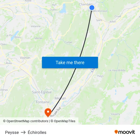 Peysse to Échirolles map