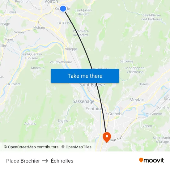 Place Brochier to Échirolles map