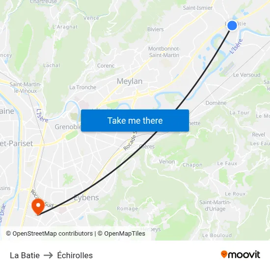La Batie to Échirolles map